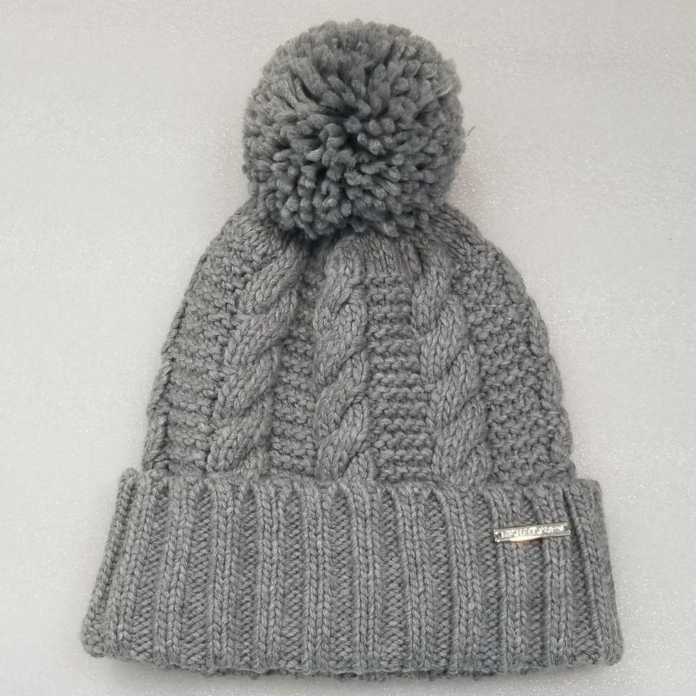 Michael Kors Cable Knit Beanie Hat Pom Pom